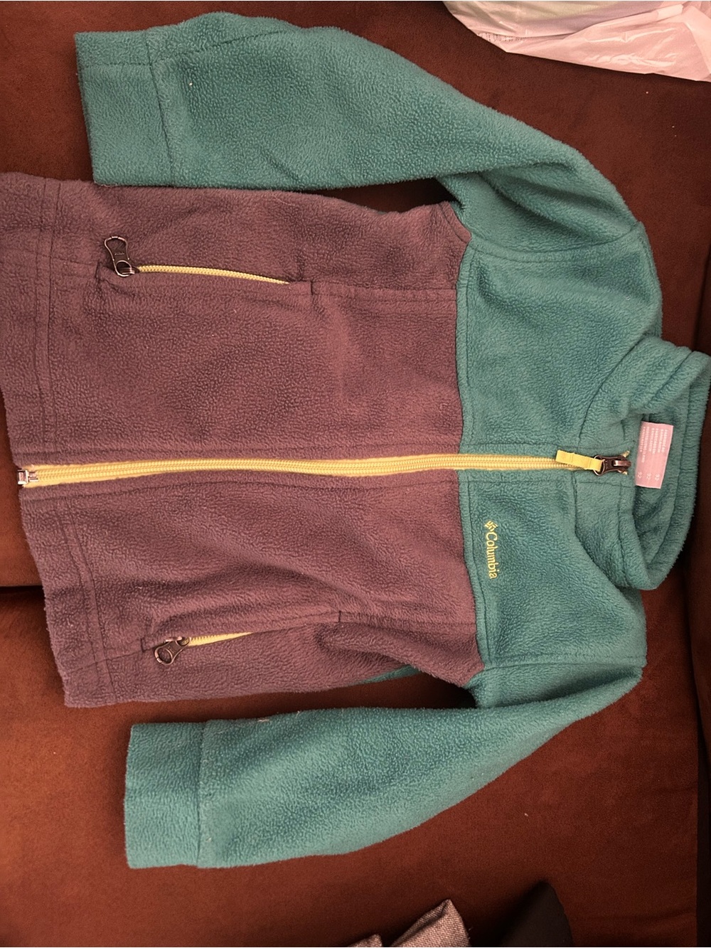Columbia Teal and Purple Fleece Jacket with Yellow Zipper (3T)